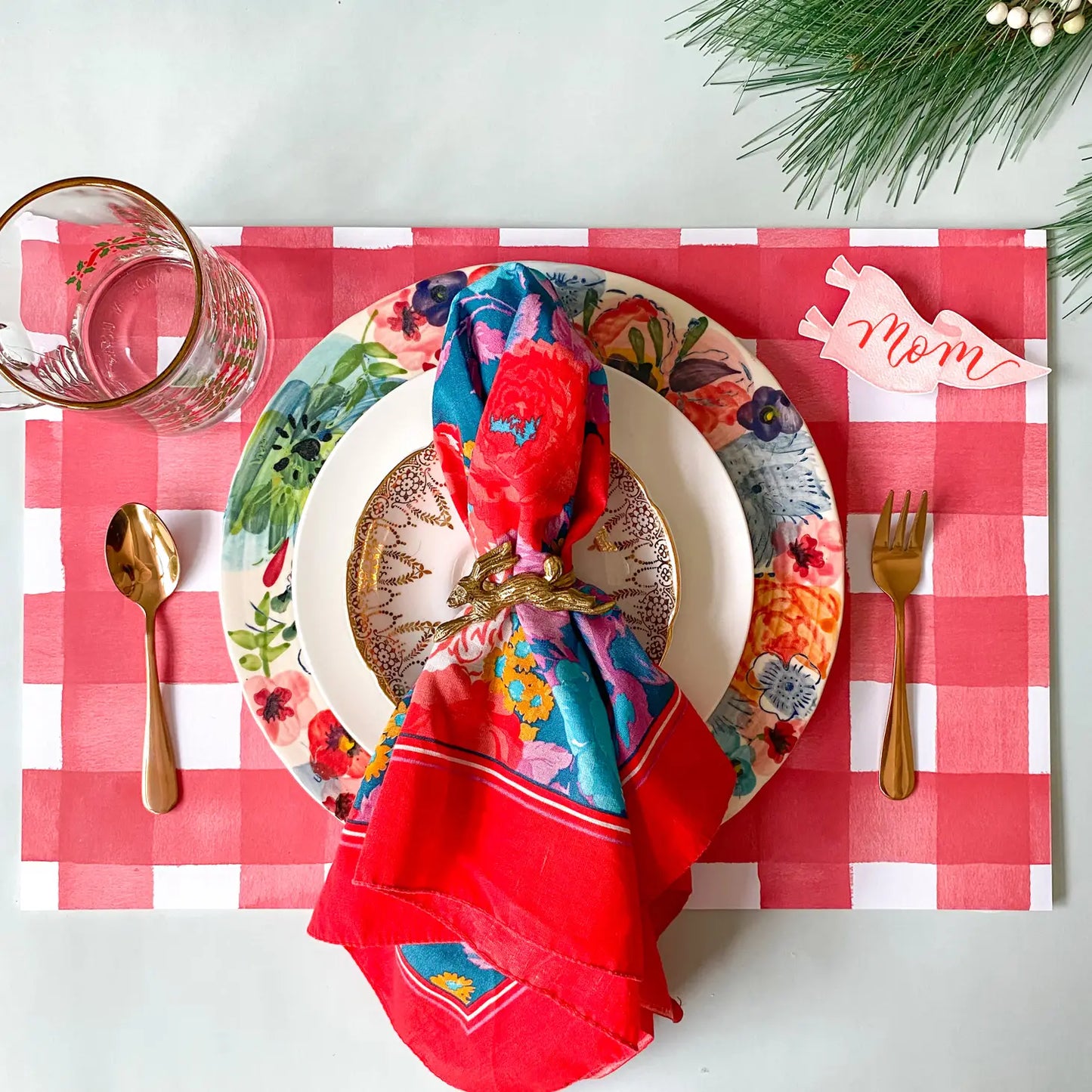 Red Gingham Placemat Pad, 25 Sheets