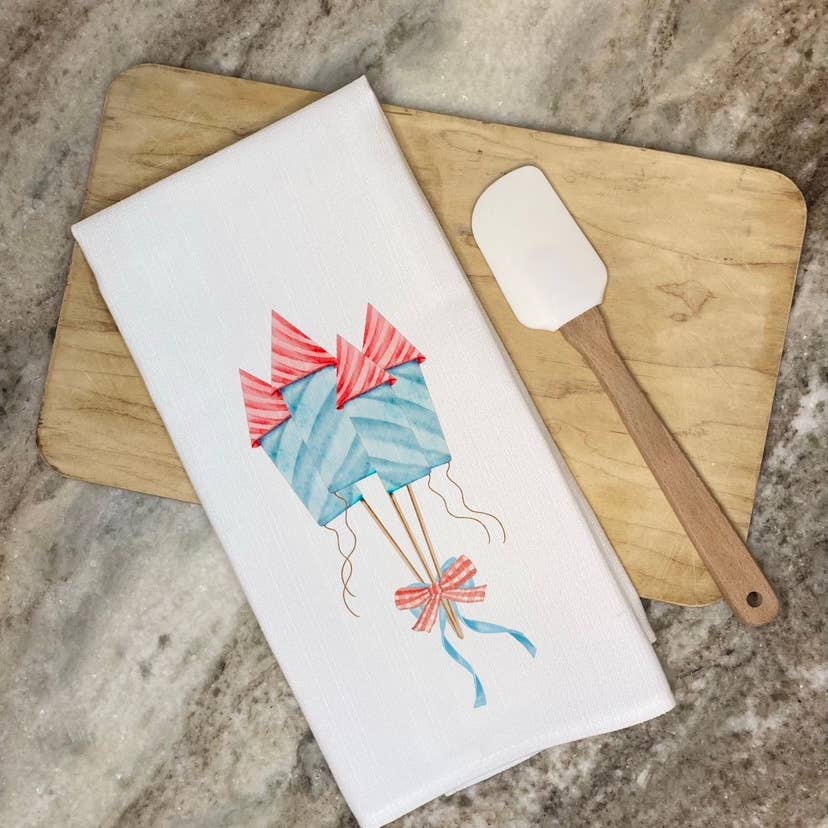 Firework Bouquet Watercolor Tea Towel