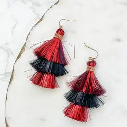 Tinsel Tiered Tassel Earrings