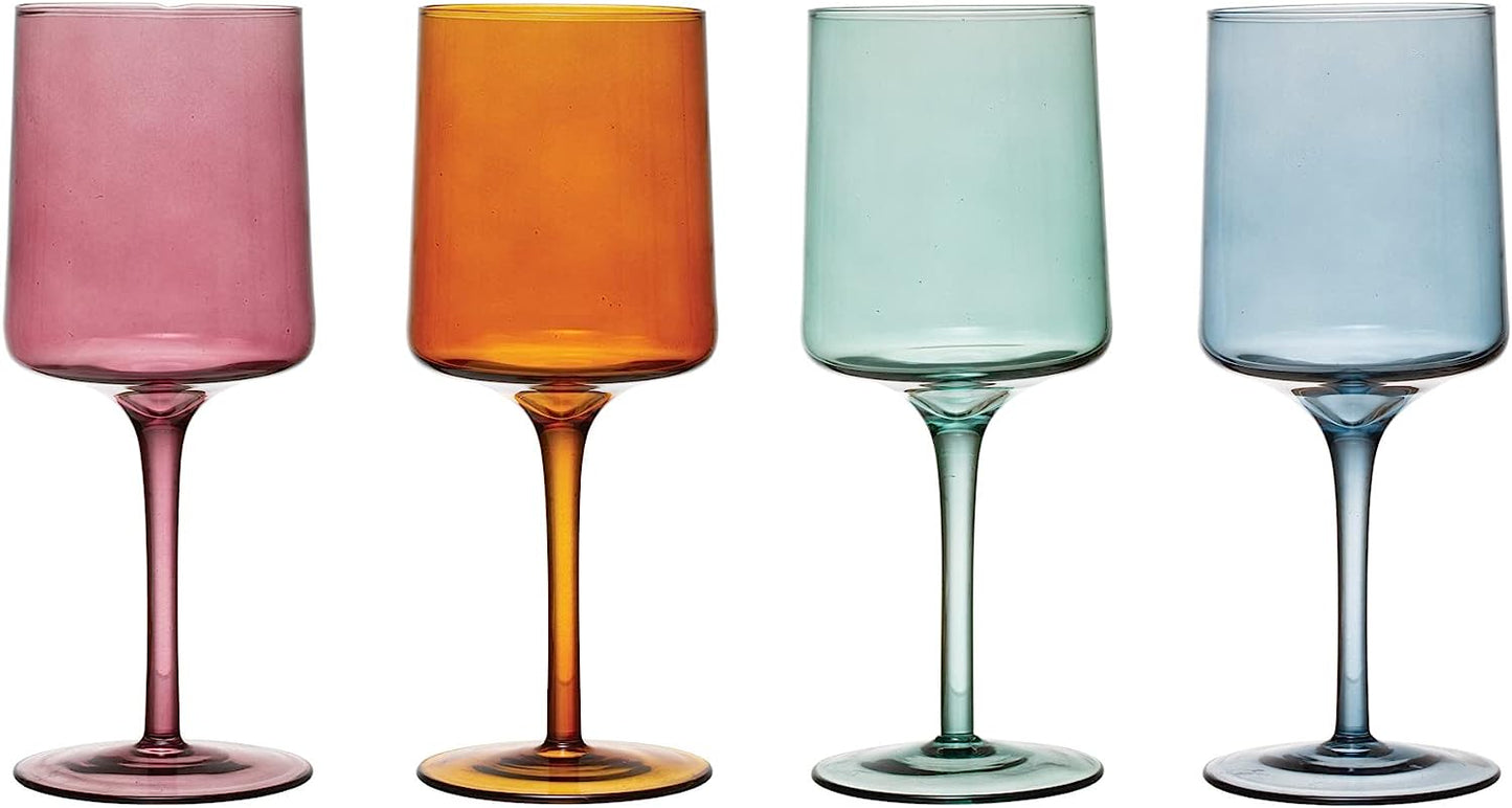 Multi Color Stemmed Wine Glasses