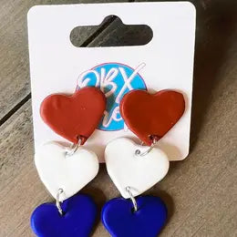 Red White & Blue Heart Earrings