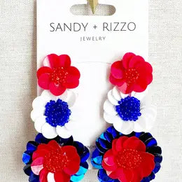 Red White and Blue Flower Earrings