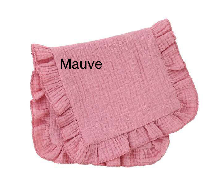 Muslin Ruffle Burp Cloth - Mauve