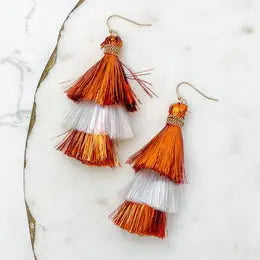 Tinsel Tiered Tassel Earrings