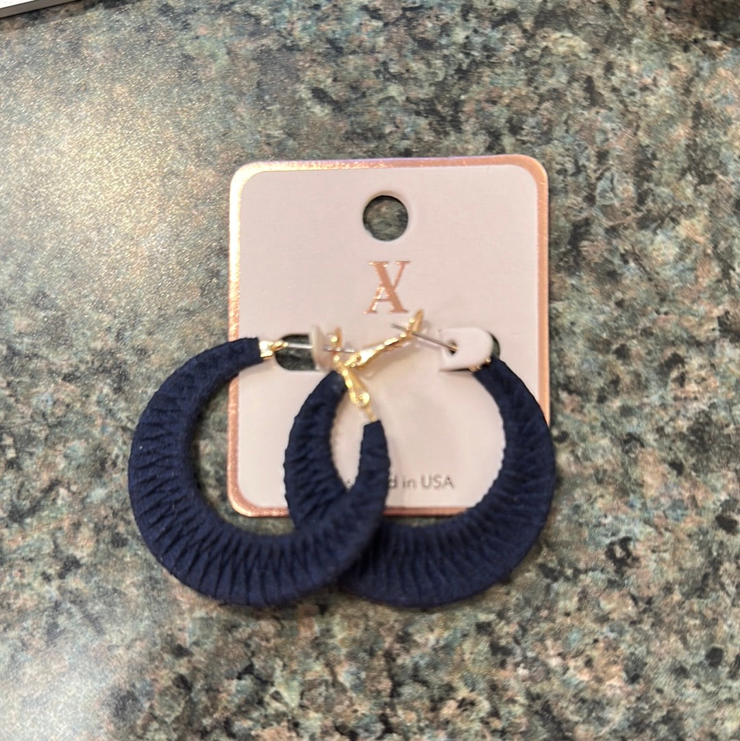 Navy Suede Hoops