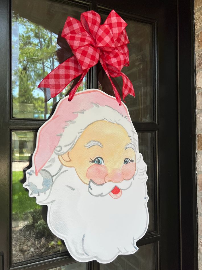 Pink St Nick Door Hanger