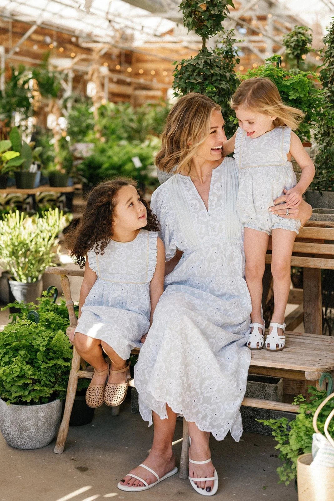 Elizabeth Dress in Sky Anemone Embroidery