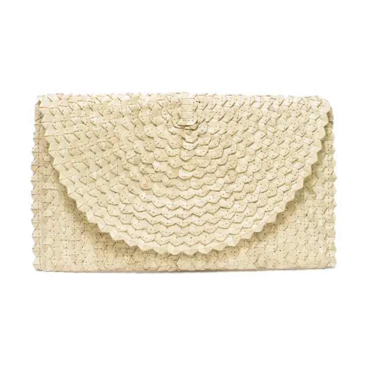 Bali Harvest Straw Clutch White