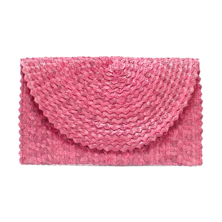 Bali Harvest Straw Clutch Pink