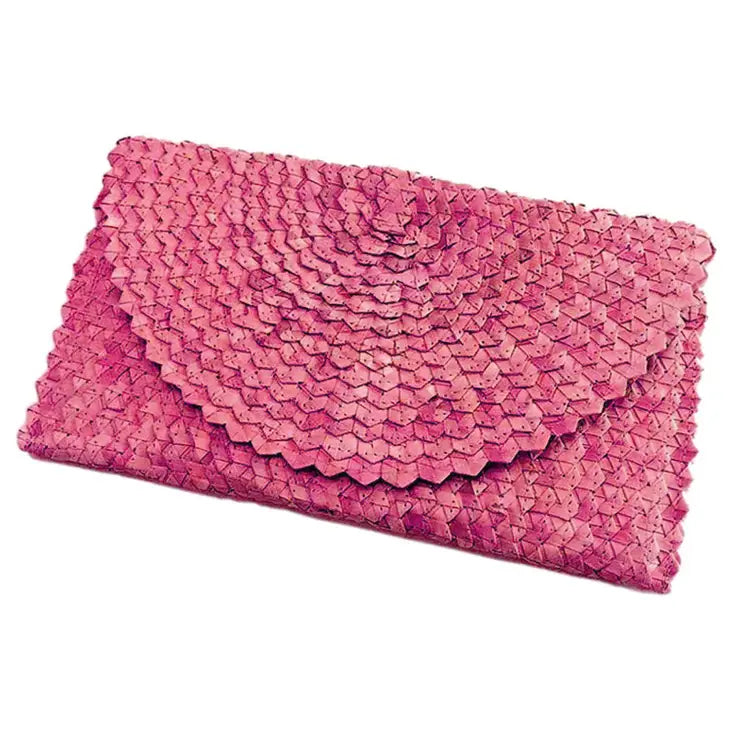 Bali Harvest Straw Clutch Pink