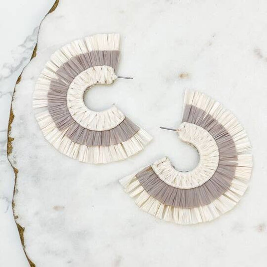 Raffia Fan Hoop Earrings