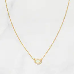 Opal Halo Gold Necklace