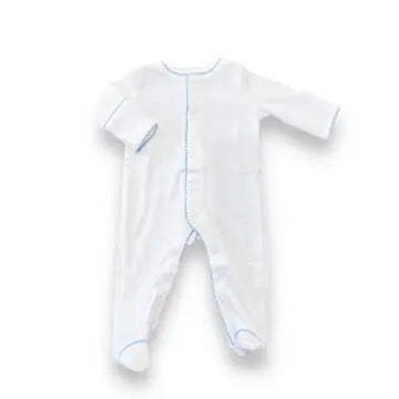Picot Trimmed Footie, Blue