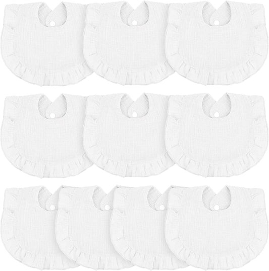 Muslin Ruffle Baby Bib with Monogram