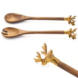 Antler Elk Head Salad Server Set