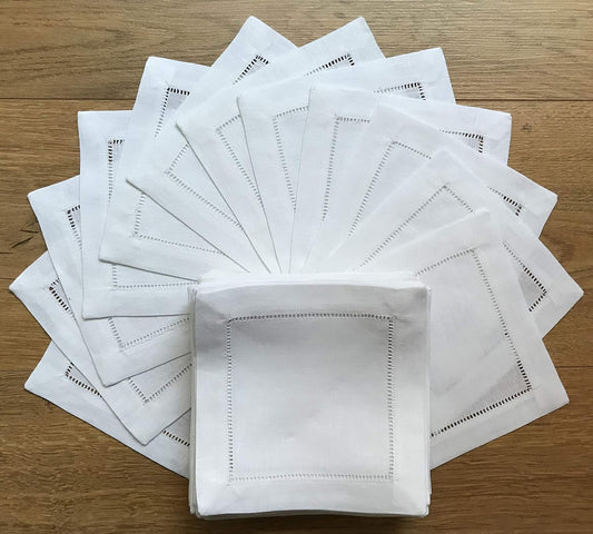 White Linen Cocktail Napkins, Set of 4