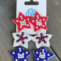 Red White & Blue Star Earrings