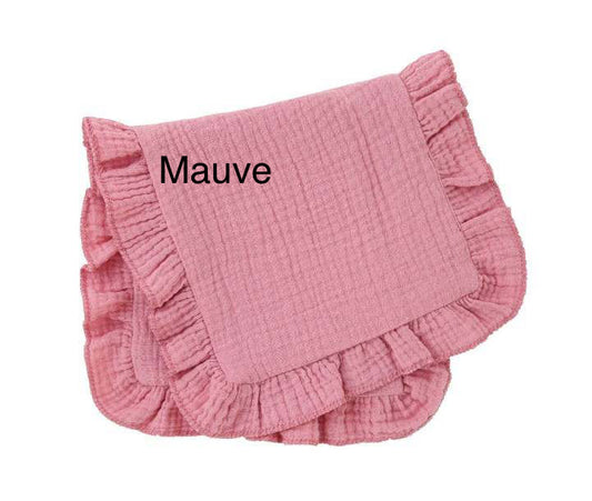 Muslin Ruffle Burp Cloth - Mauve