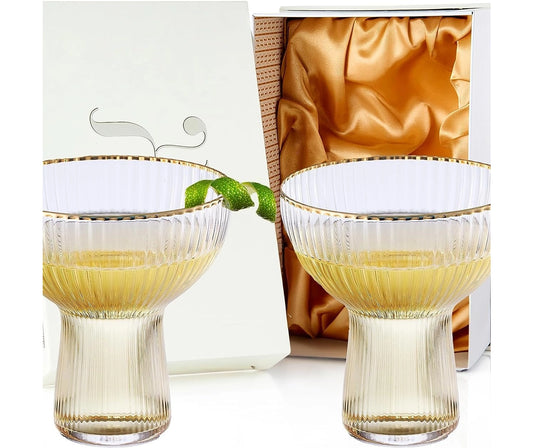 Stemless Gold Rim Cocktail Glasses - Set of 2