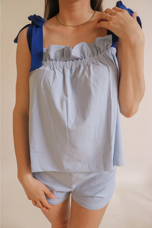 Blue Bow Tie Pajama Set
