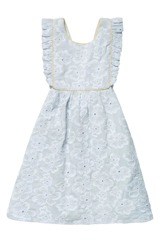 Elizabeth Dress in Sky Anemone Embroidery