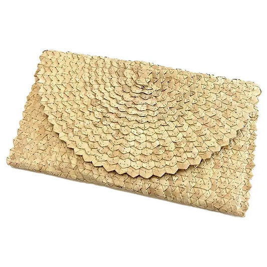 Bali Harvest Straw Clutch White