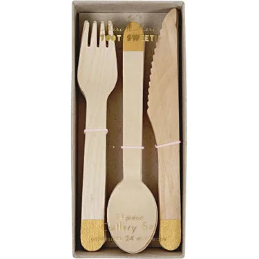 Gold Wooden Cutlery Set