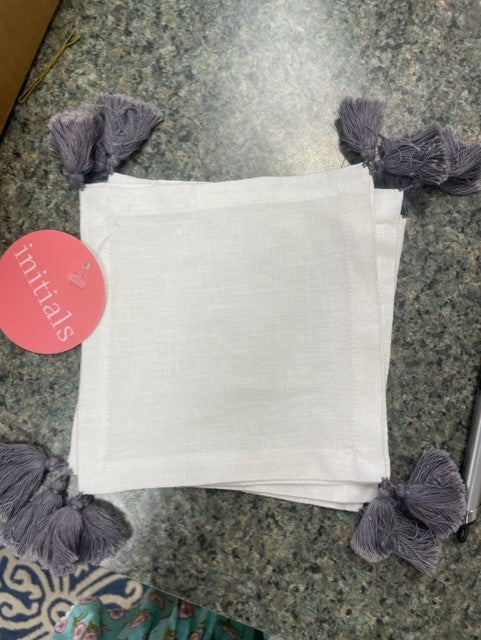 Square Tassel Linen Napkin, Set of 4 + Monogram