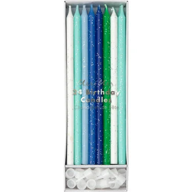 Blue Glitter Candles